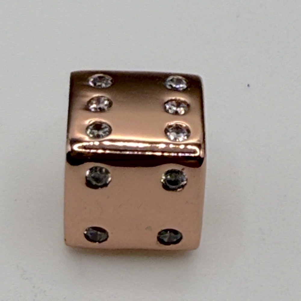 Pandora Rose Gold Dice Charm w CZ Stones